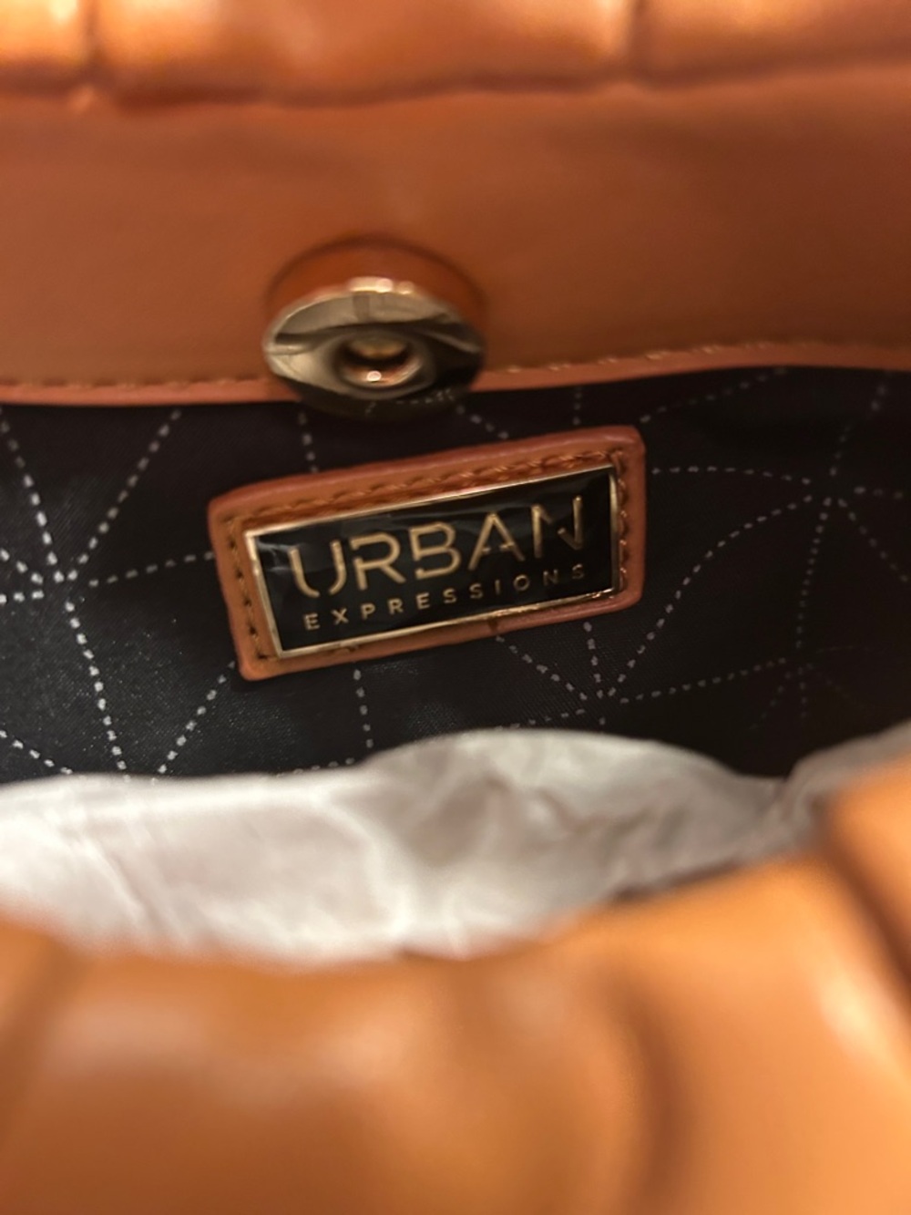 Urban Expressions Cognac Ruched Shoulder Bag - Picture 4 of 9